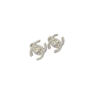 CHANEL Silver Logo Earrings